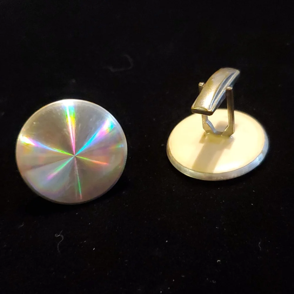 Super Light Aluminum Iridescent Disk Cuff Links
